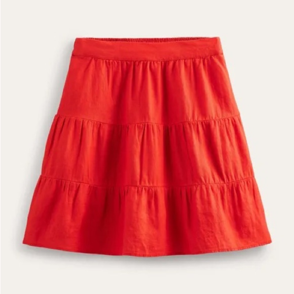 Boden Pull On Tiered Linen Skirt